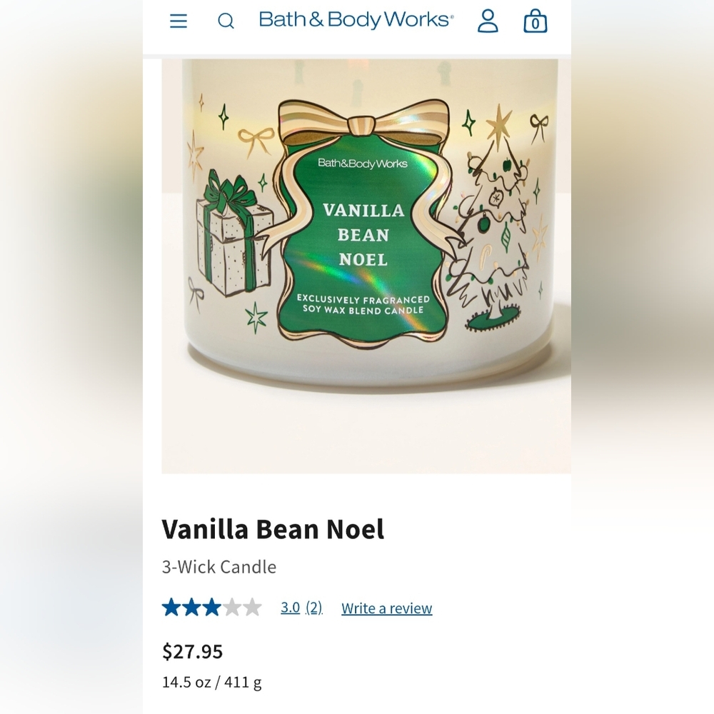 Original Vanilla Bean Noel Bath & Body Works Candle *former scent notes* - Picture 7 of 7